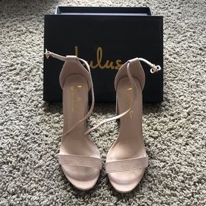 Lulu’s Taylor Natural Suede Ankle Strap Heels